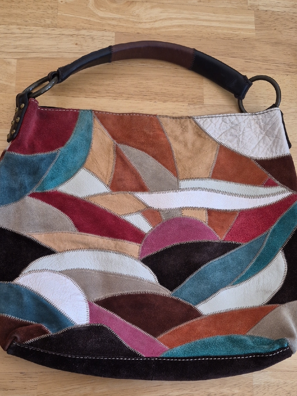 Lucky Brand Multi-Color Suede Sunrise Patchwork Shoulder Bag